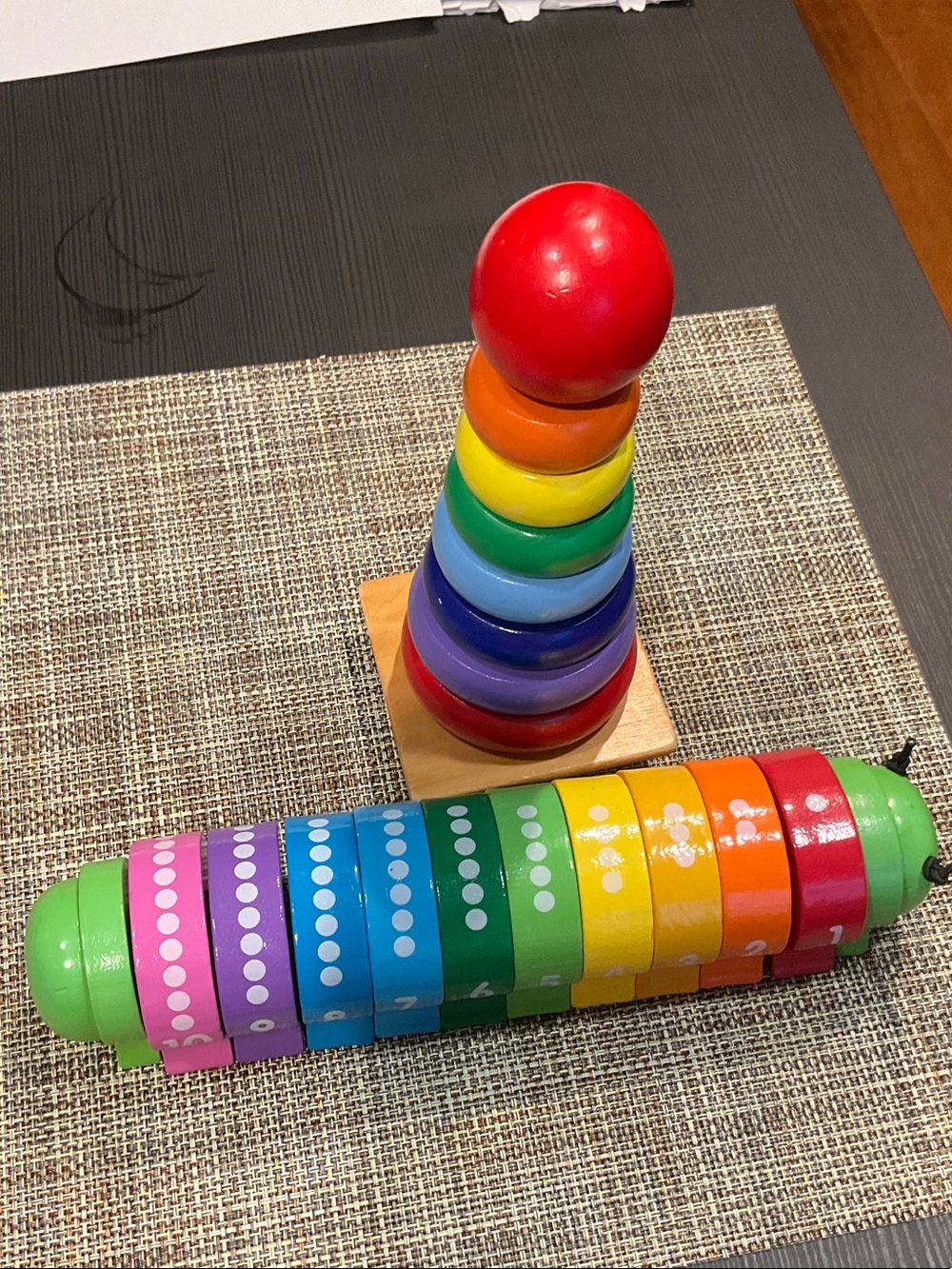 Set of 2 stacking wooden toys